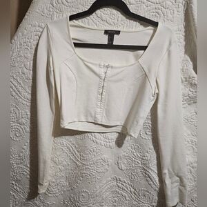White Long Sleeve Corset Top